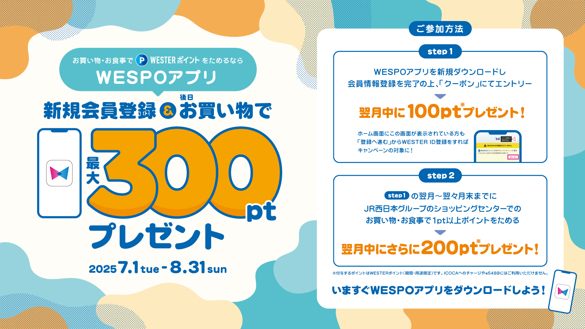 WESPOアプリ新規会員登録＆お買い物で300ptプレゼントキャンペーン